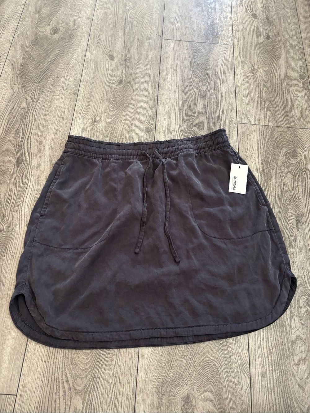 Sonoma Charcoal Drawstring Mini Skirt
